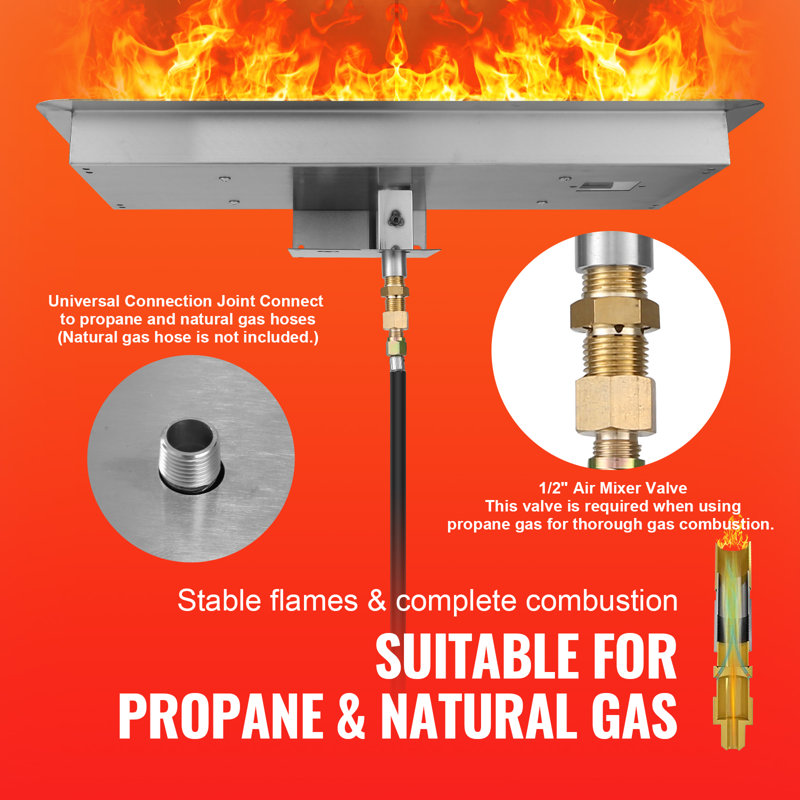Stainless Steel 30'' Rectangular Drop-In Fire Pit Pan Kit