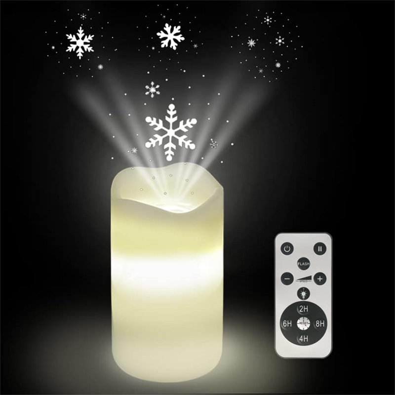 Flameless Candles Snowflake Projector Lights