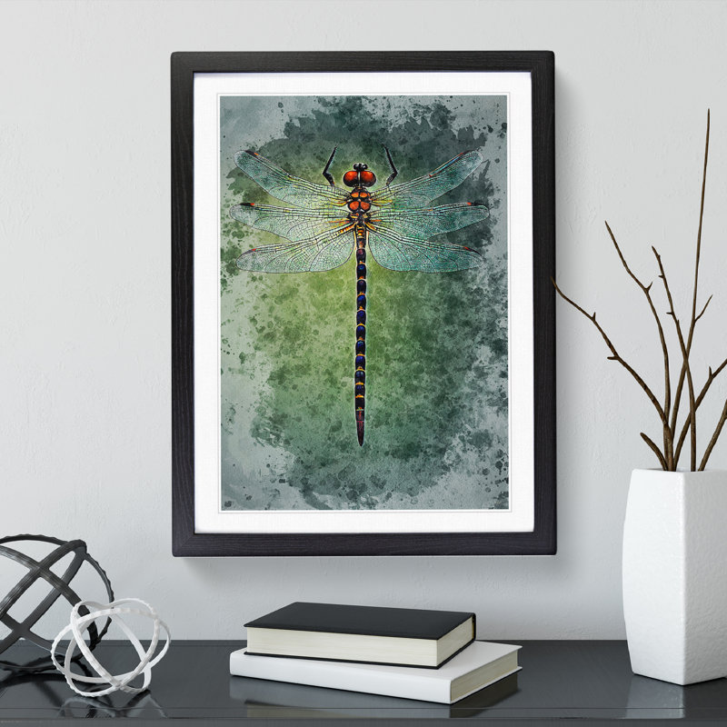 XV1022-5113X Watercolour Dragonfly No.2 - Single Picture Frame Painting, Black, 46cm H x 34cm W x 2cm D