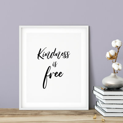 «Kindness Is Free», impression d'art textuel sur papier sans cadre