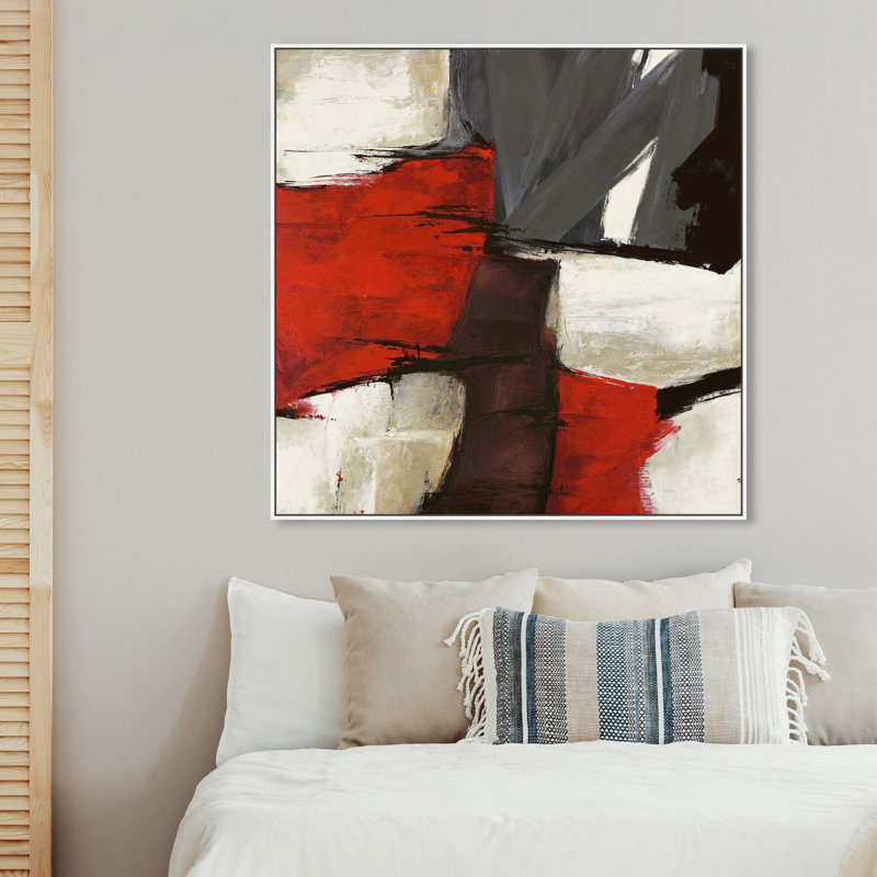Abstrait Sai - Rubrum - impression sur toile tendue, Toile avec cadre, H 40 po x l 40 po, Blanc