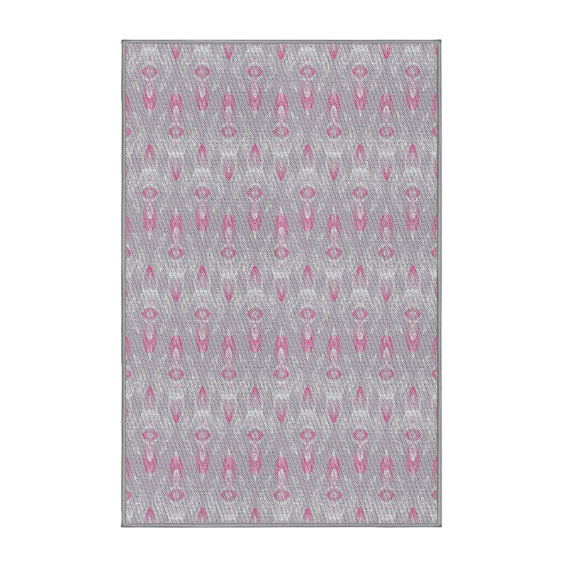 Tapis rose/zone grise à motifs, Rectangle 2 pi x 5 pi