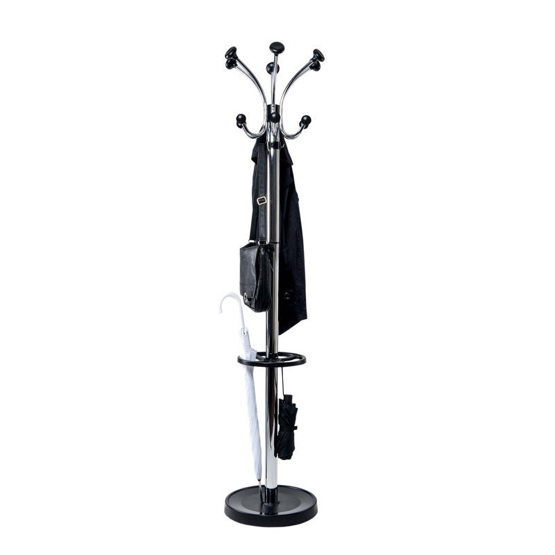 Plastic Freestanding Coat Rack, Silver