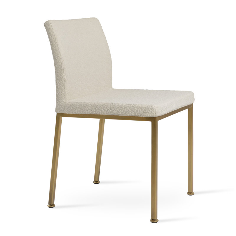 Aria Metal Side Chair in Wool, Gold, Off White