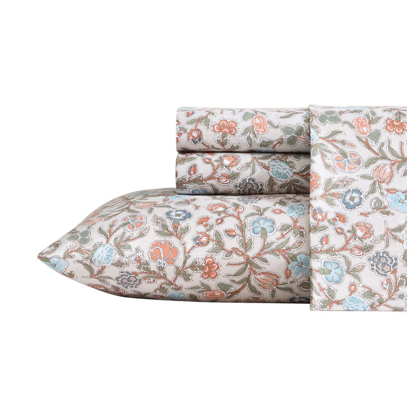 Wrangler Printed Cozy Novelty Sheet Sets, Full Sheet Set with 2 Pillowcases, Westward Floral Beige