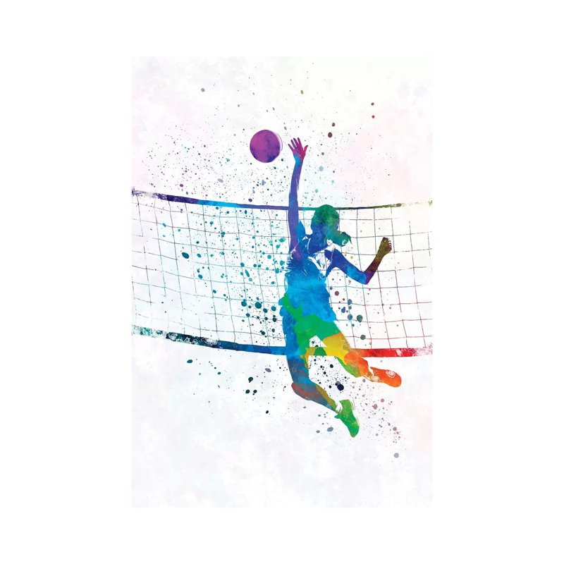 Woman Volleyball Player by Paul Rommer - Painting on Canvas, Wrapped Canvas, 20.32 cm H x 30.48 cm W