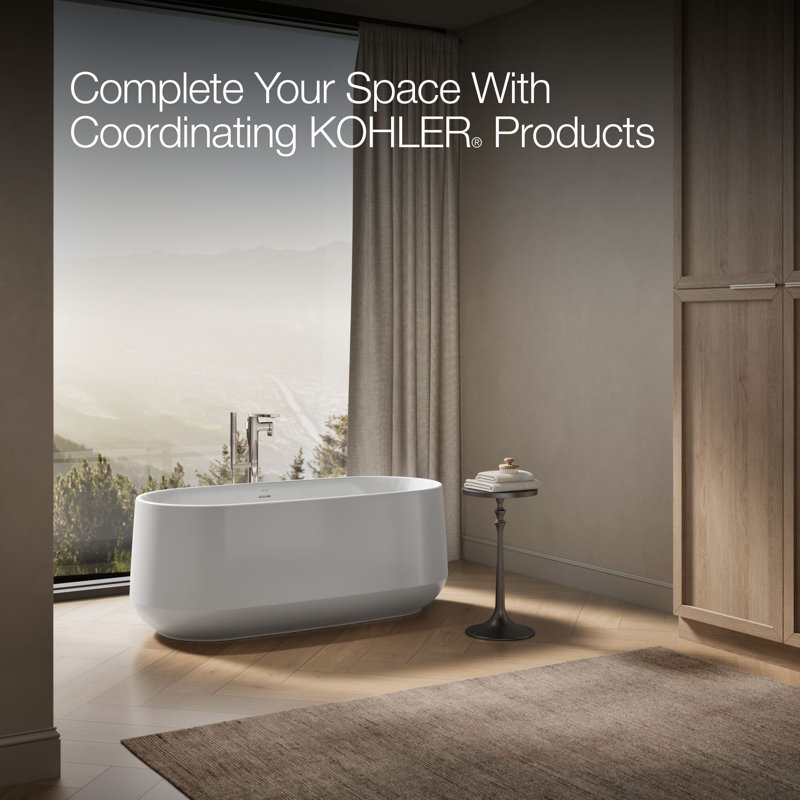 Ceric 60-In X 29-In Freestanding Bath With Center Toe-Tap Drain
