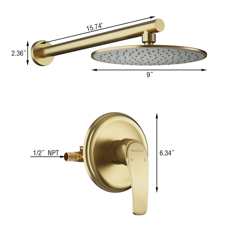 All-In-One Kit with Rough in-Valve, Brushed Gold