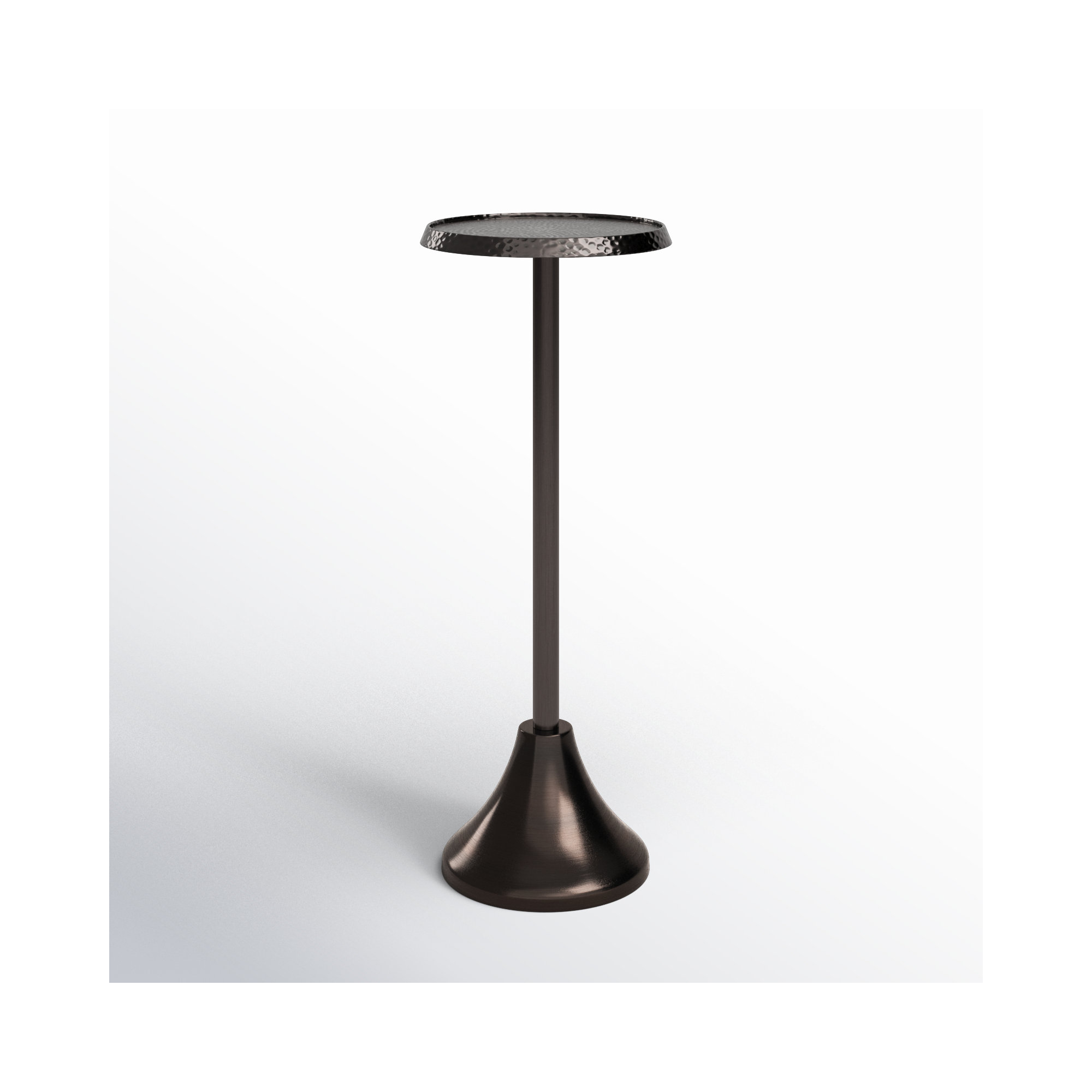Deanna Iron End Table, Pewter Base/Mirrored Glass Top, 23" H x 9" W x 9" D