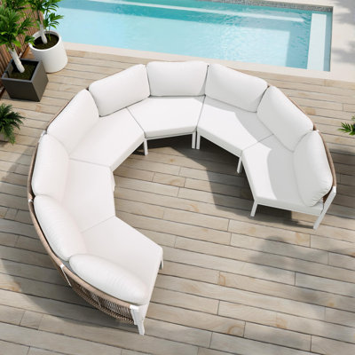 Ensemble de canapé modulaire d'extérieur en aluminium pour 6 personnes