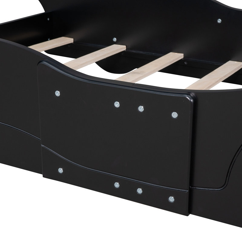 Lit plateforme avec roulettes Race, Lit simple, Noir