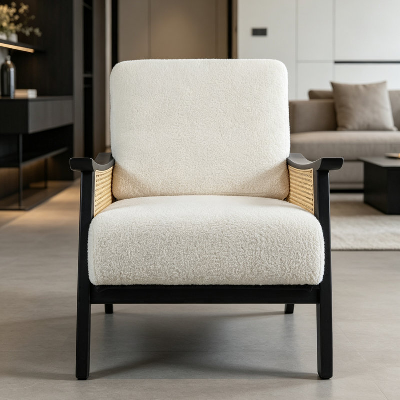 Armchair, 84" H x 70" W x 77" D, White Teddy Bear Fur