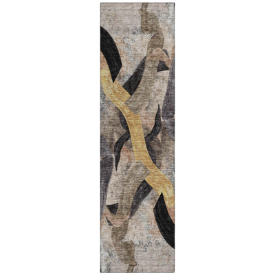 Machine Washable Indoor/Outdoor Husby ACN2191 Abstract Rug
