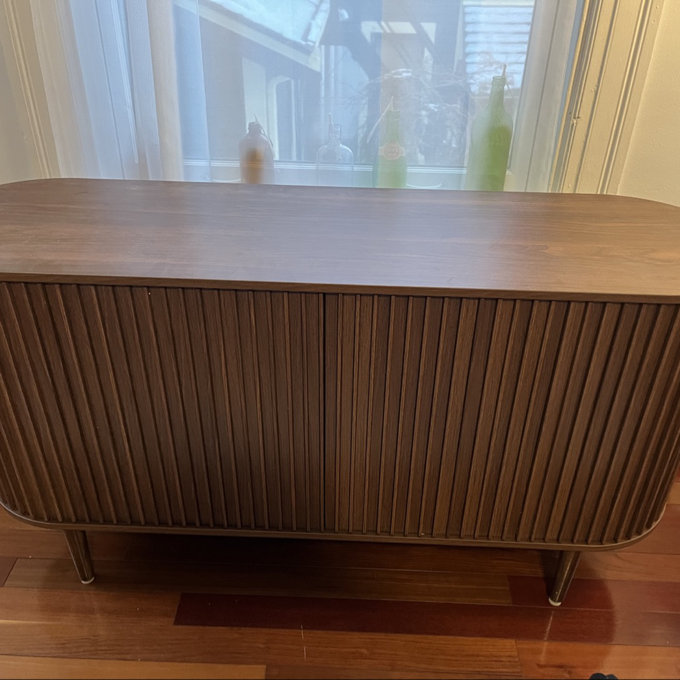 55.1" Mid-Century Sideboard With 3D Tambour Doors For Dining Room, Living Room - Walnut