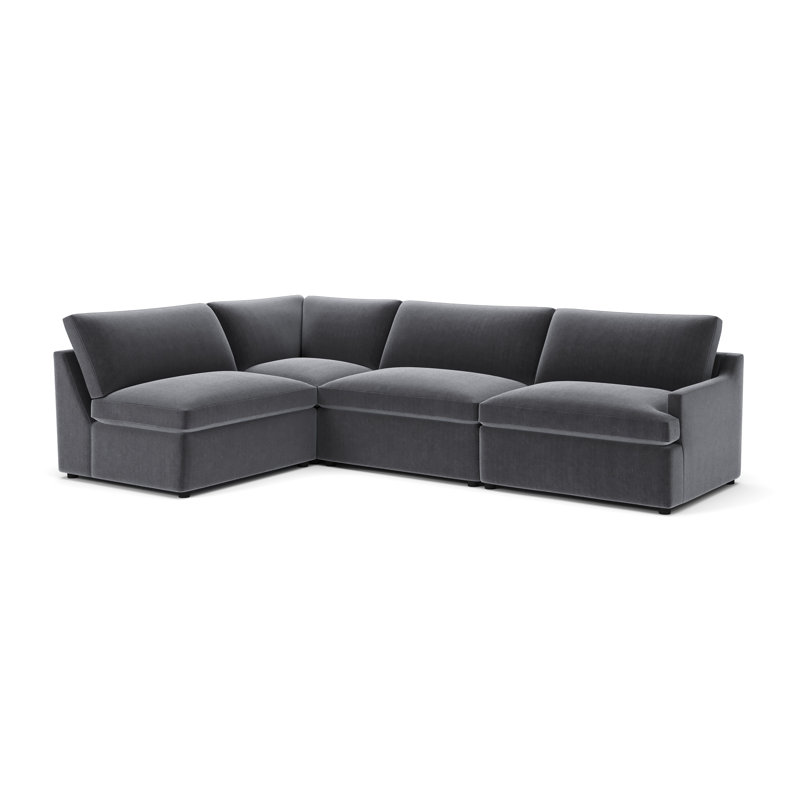 Essex 4-Piece Upholstered Modular Sectional, Andrew Slate Performance Chenille, Left Hand Facing