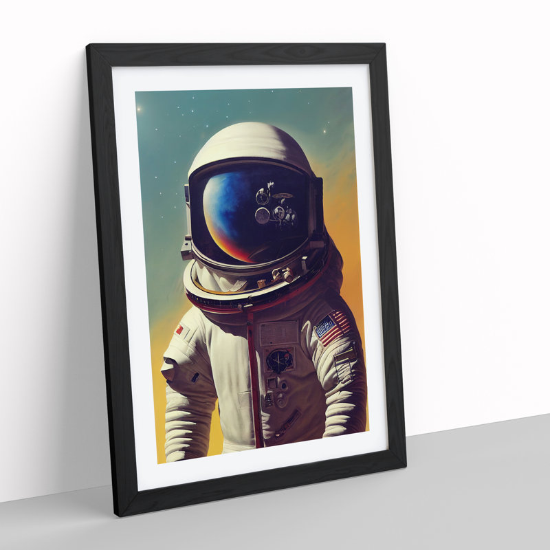 Awesome Astronaut - Single Picture Frame Print, Black Framed, 46cm H x 34cm W x 2cm D