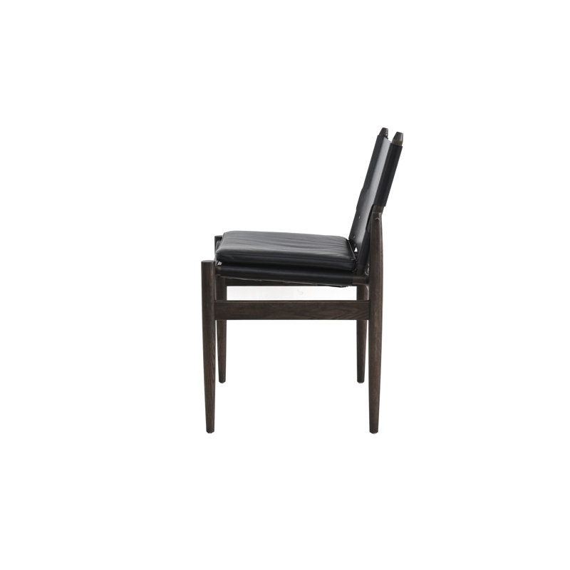 Journey Leather Dining Chair, Crystal Black, Saddle Leather Black, Natural Oak