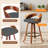 Swivel Bar Stools Set Of 2, 24.6" Counter Height Bar Stools, Mid-Century Modern Upholstered Walnut Barstools With Curved Back And Footrest, Suitable For Kitchen Island Counter, Grey-1341501097