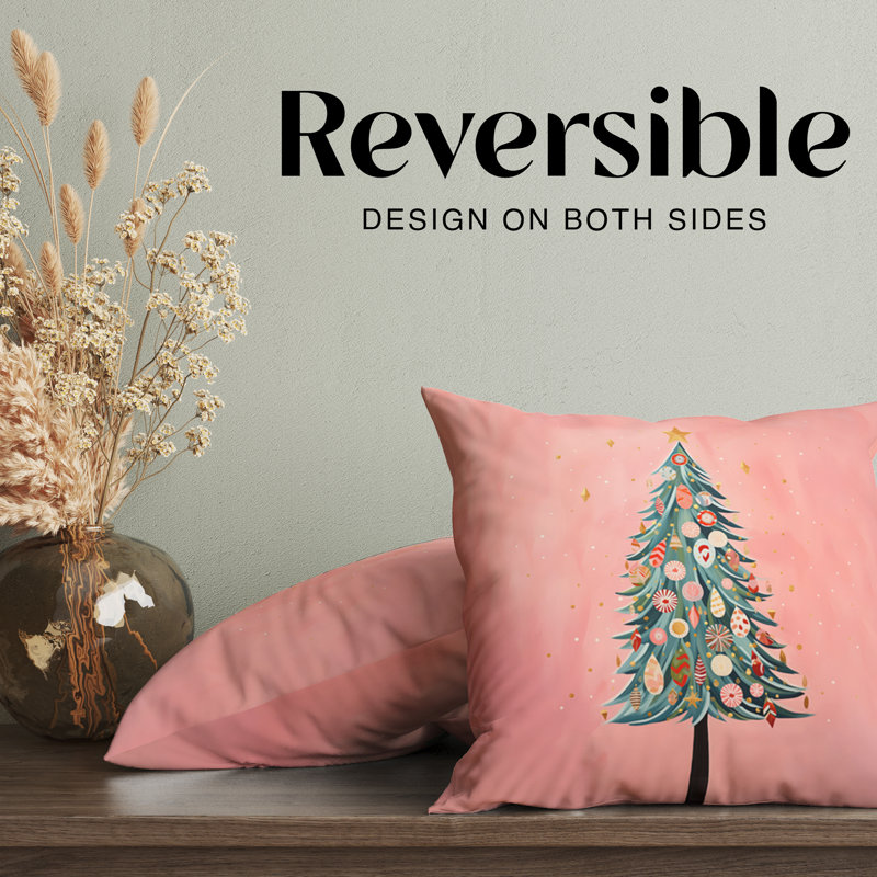Housse de coussin rose, H 16 po x l 16 po