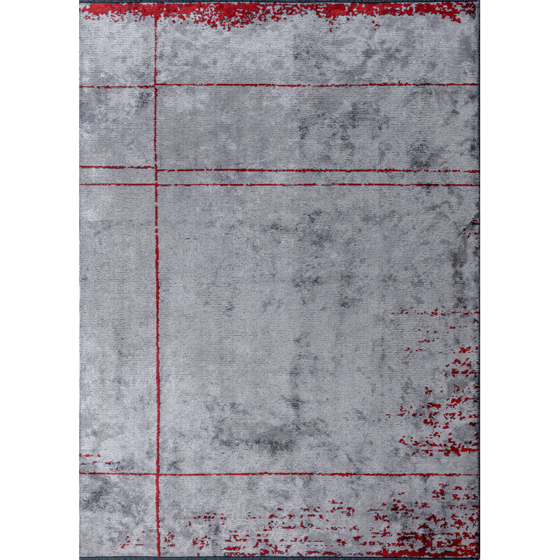 Tapis rouge / gris Rapture, Rectangle 7 pi 10 po x 9 pi 10 po