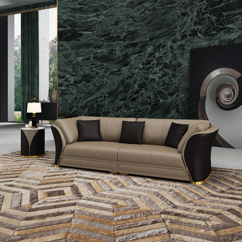 Sofa, Dark Sand/Chocolate Leather Match