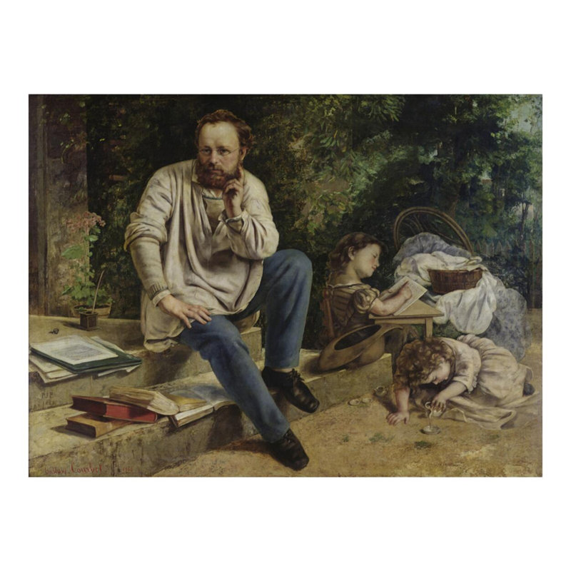Pierre Joseph Proudhon (1809-65) et ses enfants en 1853 par Gustave Courbet - Estampe numérique, H 16 po x l 20 po