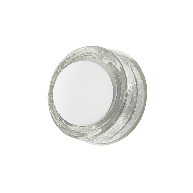 Polished Nickel Opal Glass Round Wall Sconce