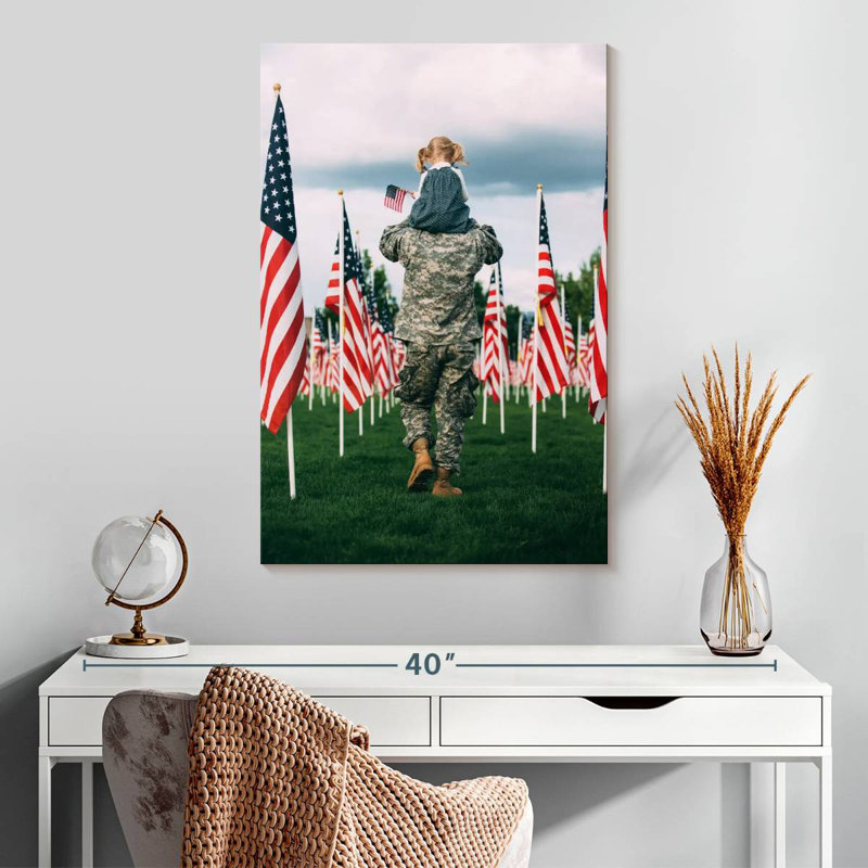 Lelar, père et enfant patriotique, H 30 po x l 20 po