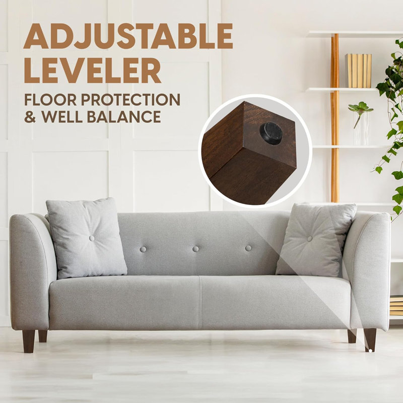 Yes4all 6-Inch Square Wood Furniture Legs Set Of 4 - Adjustable Replacement Feet For Sofa, Bed, Bench, And Ottoman - Heavy Duty Tapered Legs With Built-In Levelers