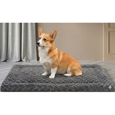 Washable Ultra-Soft Dog Crate Padding, Plush Fluffy Kennel Resting Surface for Large, Jumbo, Medium, and Small Dogs, Dimensions 35 by 22 Inches, Gray Finish