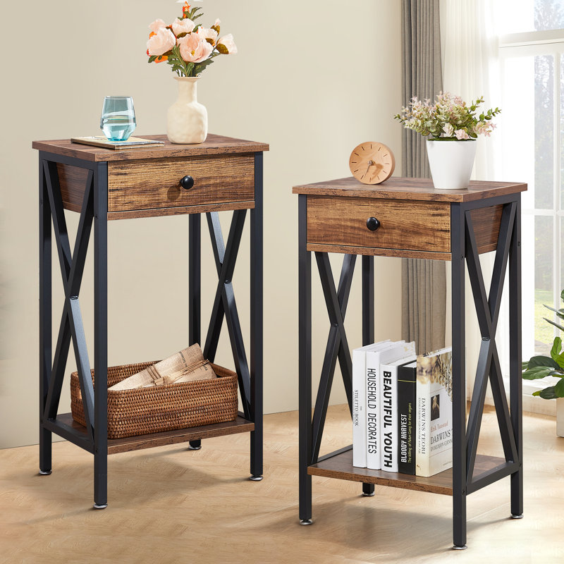 Kempst 15.7'' W Metal Nightstand, Heather Gray, Individual