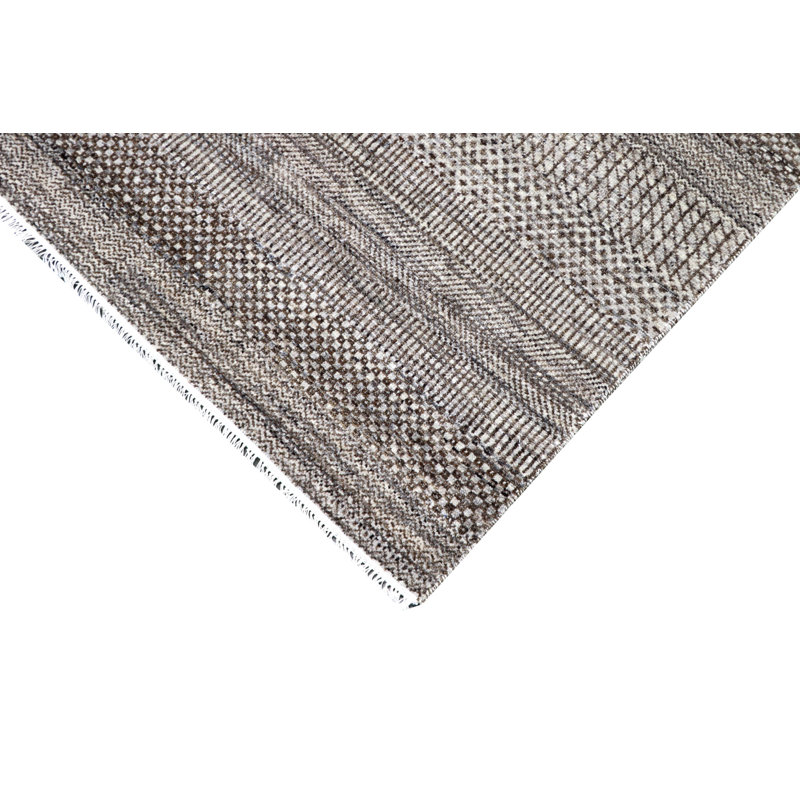 Tapis unique brun, gris et blanc de 8 pi 11 po x 11 pi 9 po