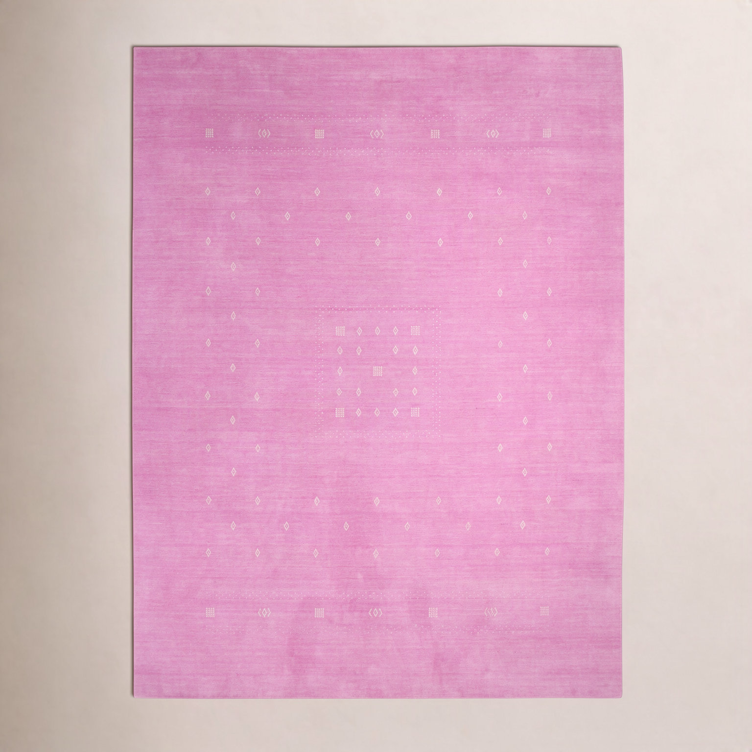 Simi Hand-Woven Geometric Cotton Wool Rug, Pink, Rectangle 3' x 5'