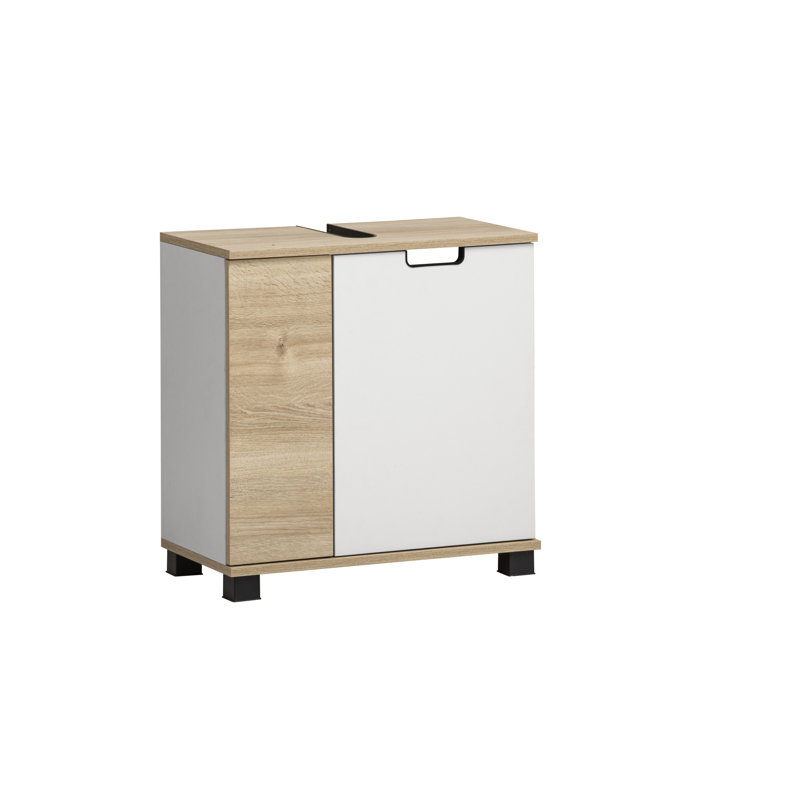 Bentzion Freestanding Bathroom Cabinet, Matt white/White oak