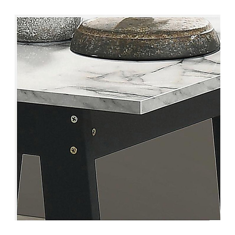 Kenzo 19-inch black side table with marble-like top