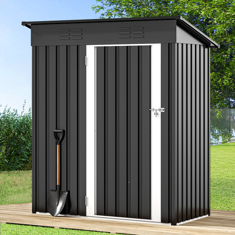 2.46' W X 1.82' D X 5.94'H Galvanized Steel Storage Shed, Gray