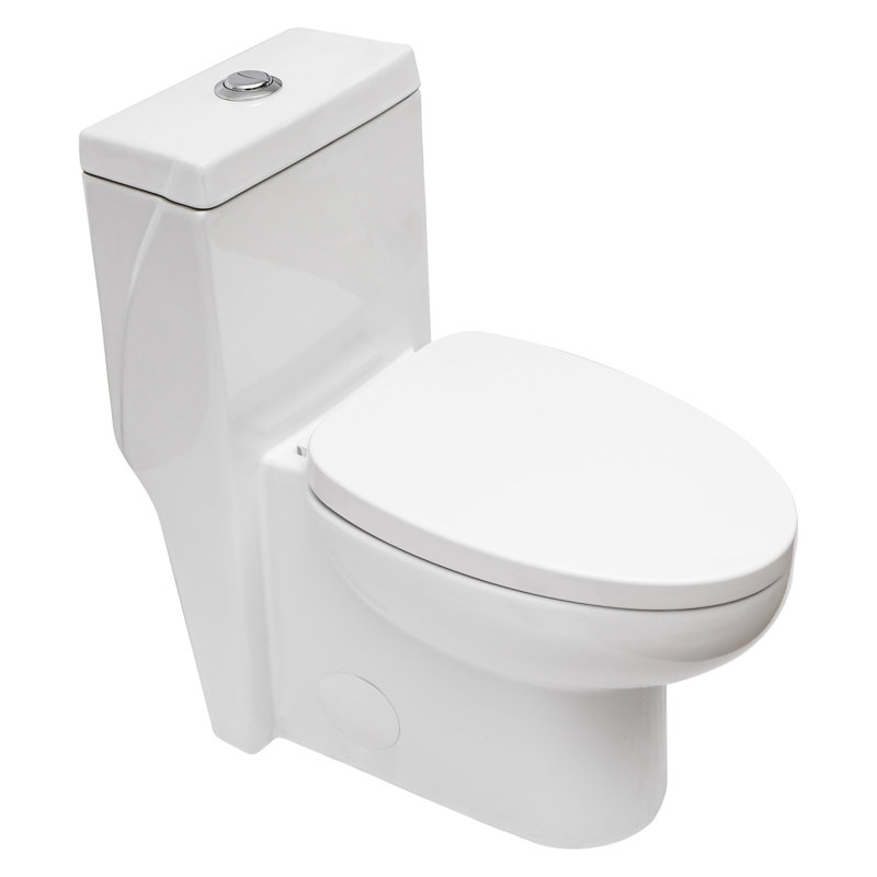 White Ceramic One Toilet With Dual Flush And Long-Lasting Glaze - Bathroom Staple One Piece Easy Maintenance Low Effort Care