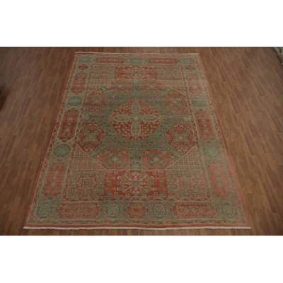 Large Ornate Oushak Area Rug 10x14 with Geometric Design