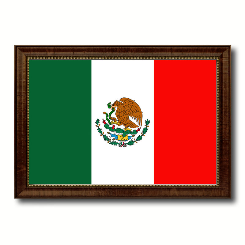 « Mexico Country flag », impression d’art graphique sur toile encadrée, H 21 po x l 30 po x P 1 po, Brun