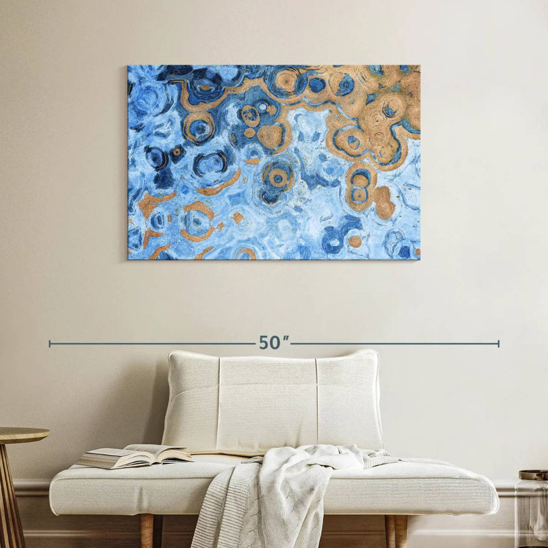 Avery abstrait mer bleue, H 26 po x l 39 po