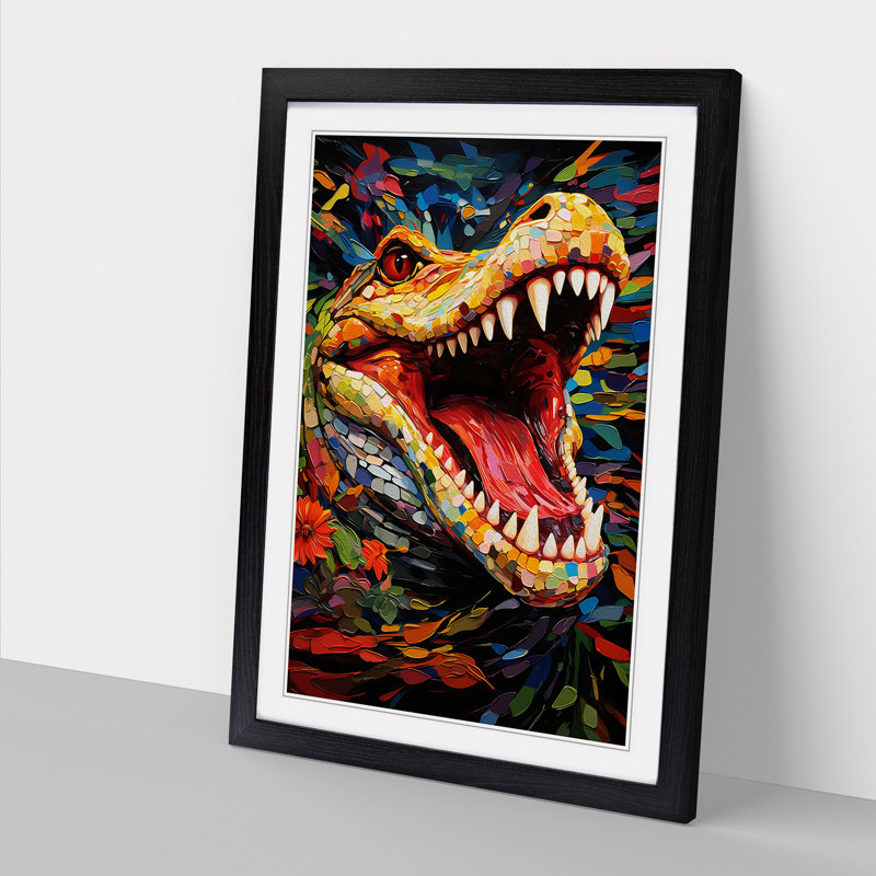 XYZ-FRM-V1223-1785 Alligator Orphism - Single Picture Frame Print on Wood, Black , 46cm H x 34cm W x 2cm D