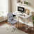 Table blanche / chaise grise est en rupture de stock