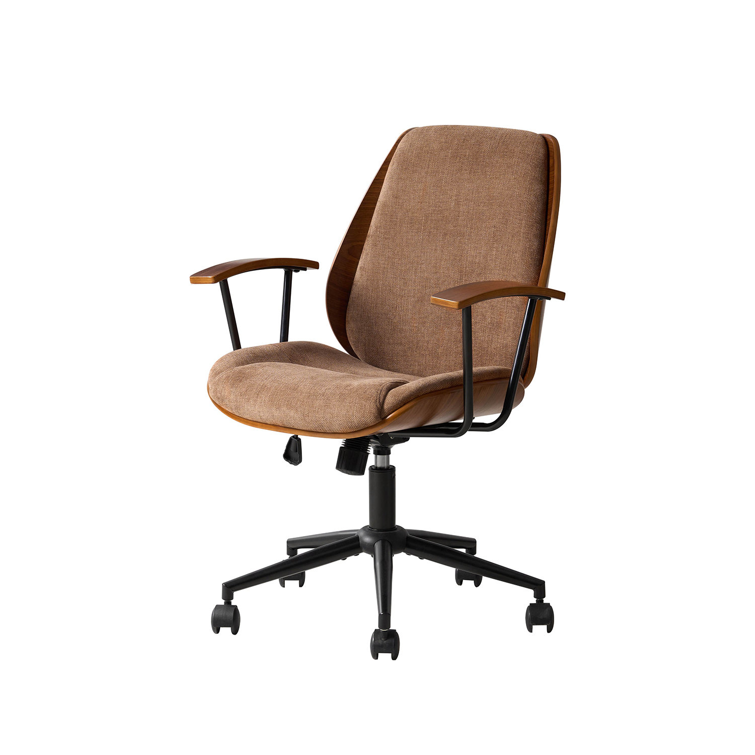 Oswina 37.75"H Modern Tilting Upholstered Solid Wood Office Chair with Bent Wood