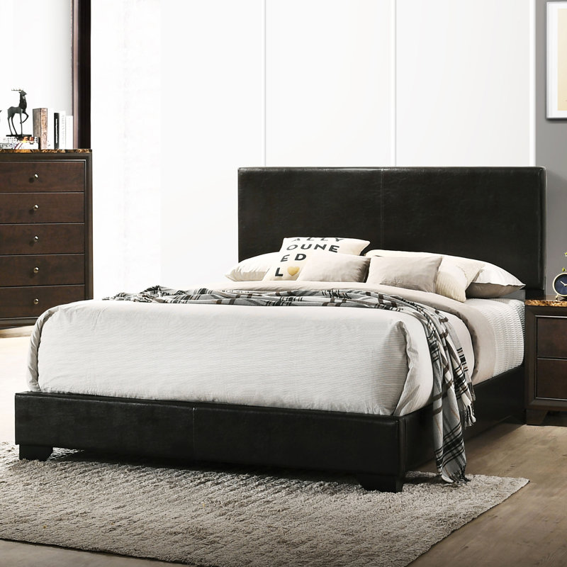 Bernhilde Upholstered Queen Panel Bed Dark Brown, Dark Brown, Queen
