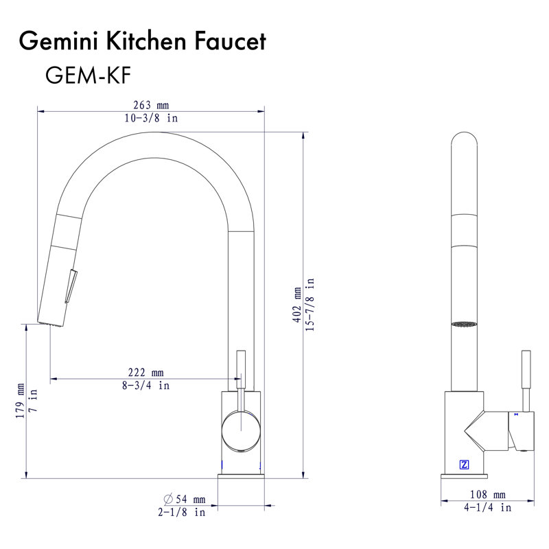 Gemini Single Handle Kitchen Faucet with Side Spray and Accessories, Polished Gold