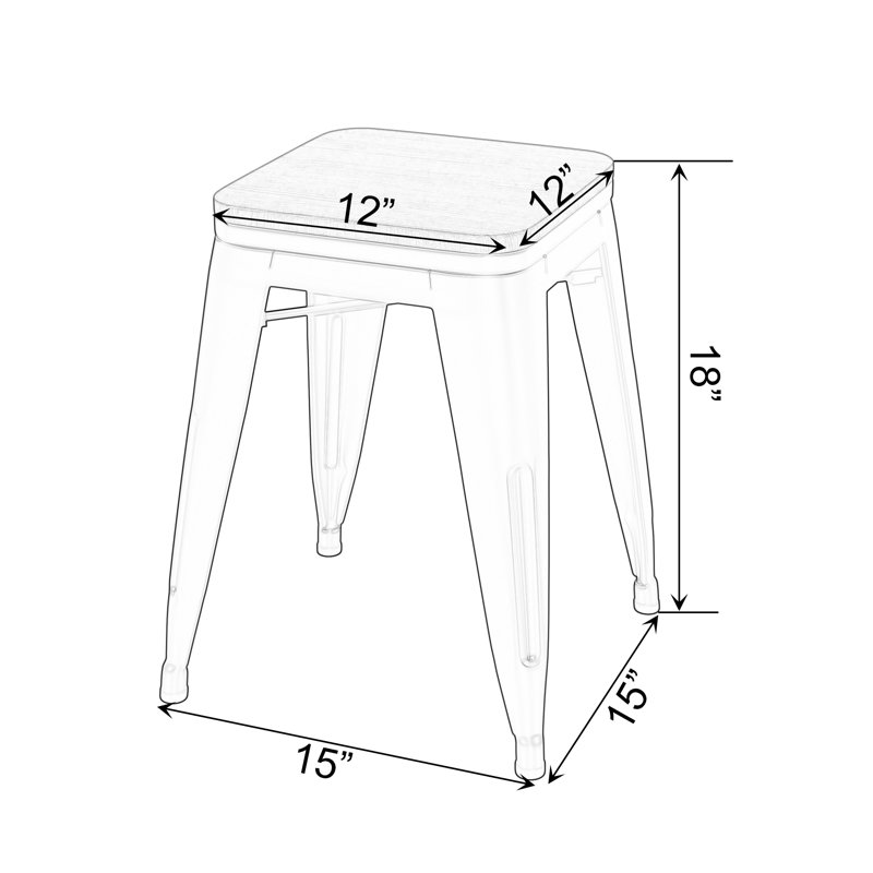 Avikrit Solid Wood 18" Short Stool, Black