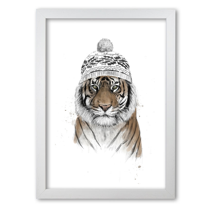 Siberian Tiger by Mercedes Lopes Charro - Print, 29.7 cm H x 21 cm W x 5 cm D, White Grain