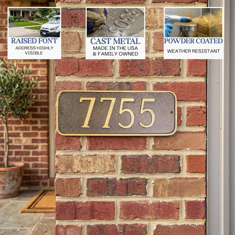 Rectangle Address Sign, Yes, Black/Gold
