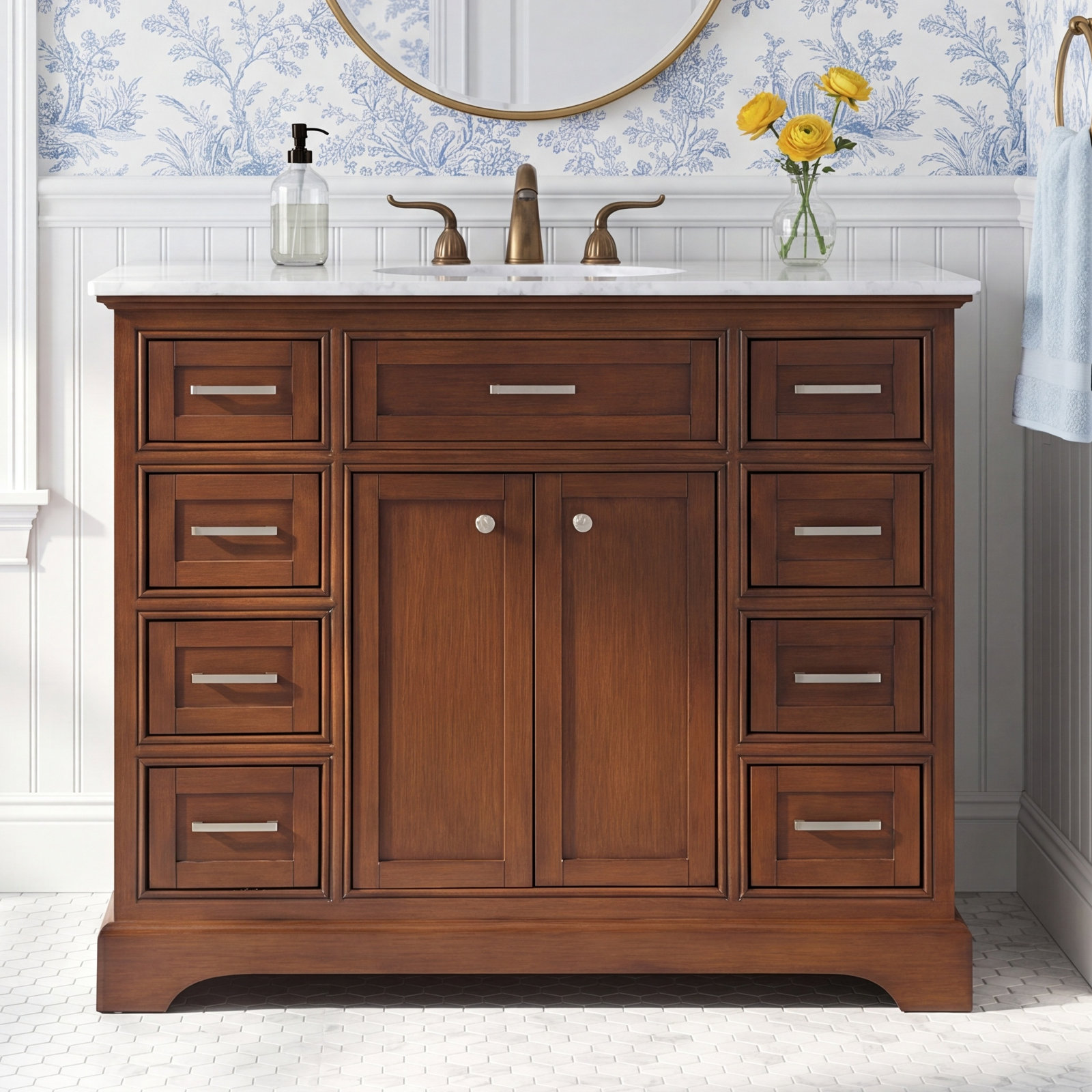 Hermes 42" Single Bathroom Vanity, Teak