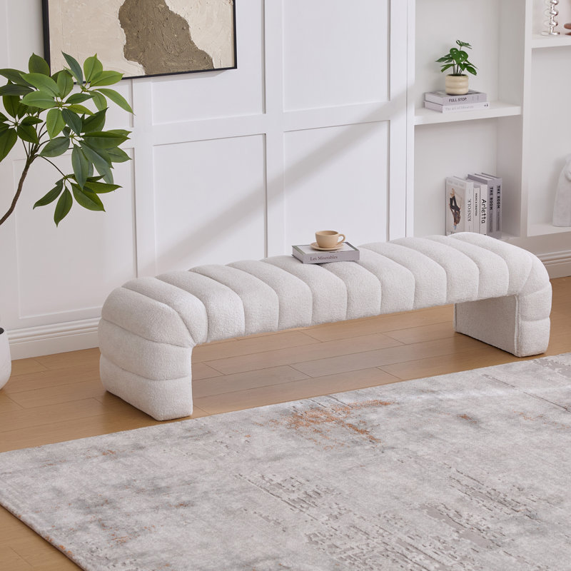Upholstered Bench, Ivory